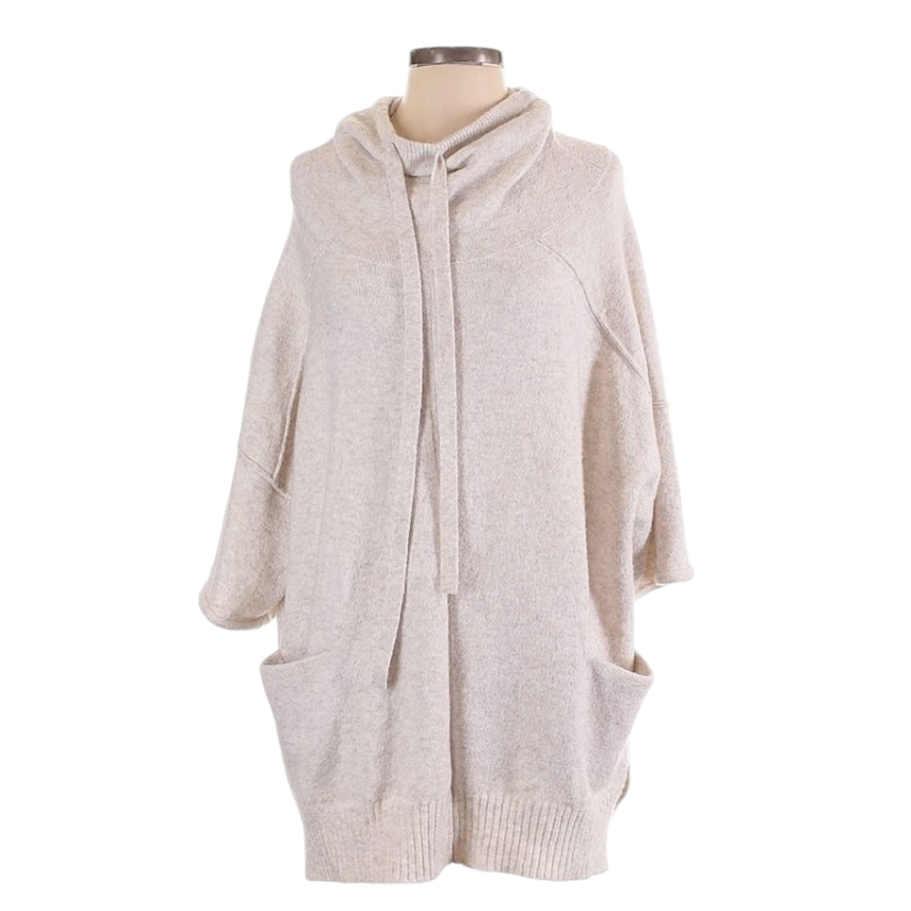 Michael Stars Merino Wool Blend Knit Hooded  Poncho Sweater SZ Small - Picture 3 of 6